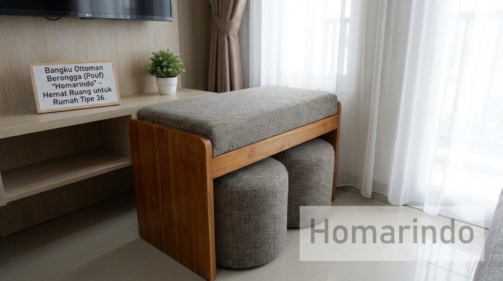 Bangku Ottoman (Pouf) Bersarang atau Berongga