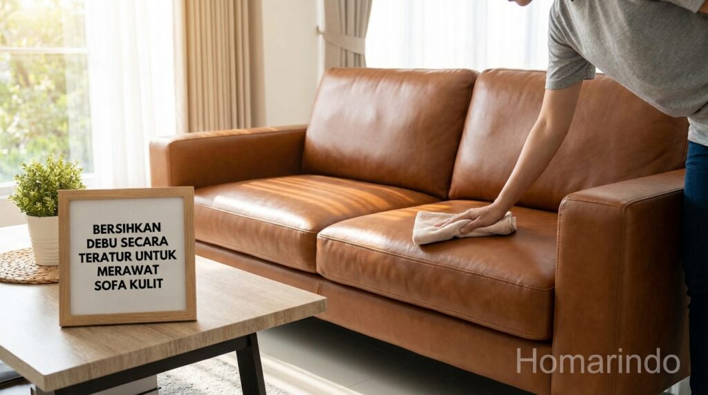 Bersihkan Debu Secara Rutin untuk Merawat Sofa Kulit