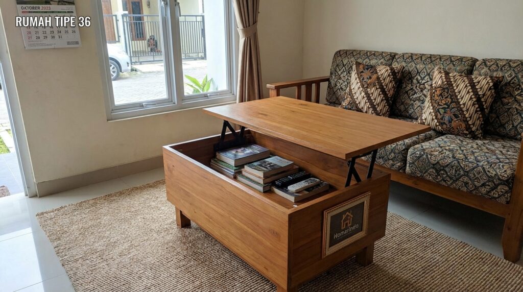 Coffee Table dengan Ruang Penyimpanan (Lift-Top Table)