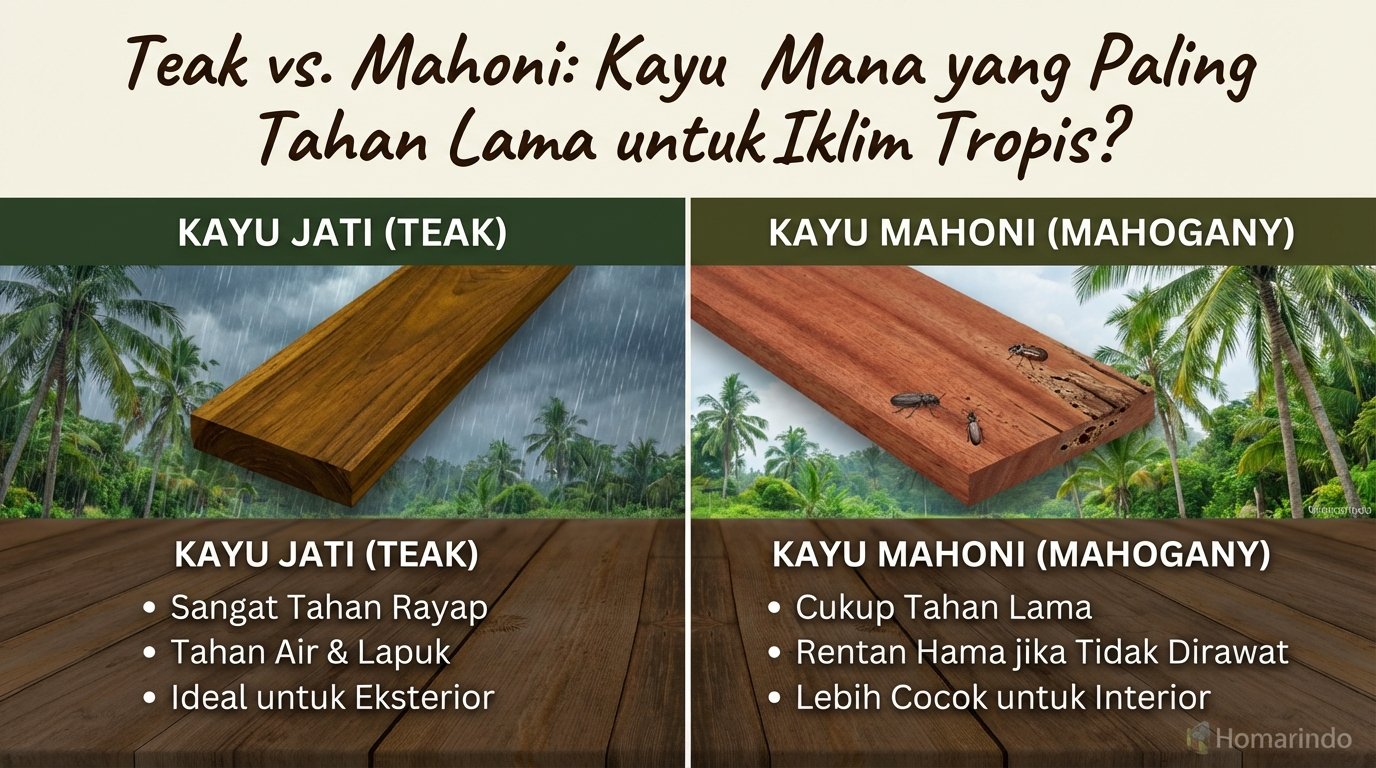 Jati Vs Mahoni: Mana Kayu Yang Paling Tahan Lama Untuk Iklim Tropis?