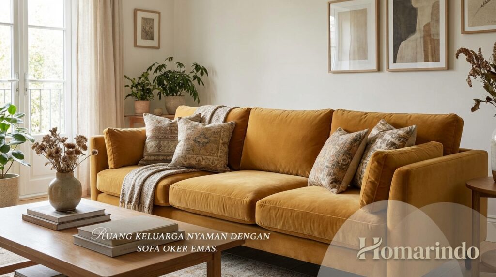 Warna Sofa Kuning Ochre Keemasan