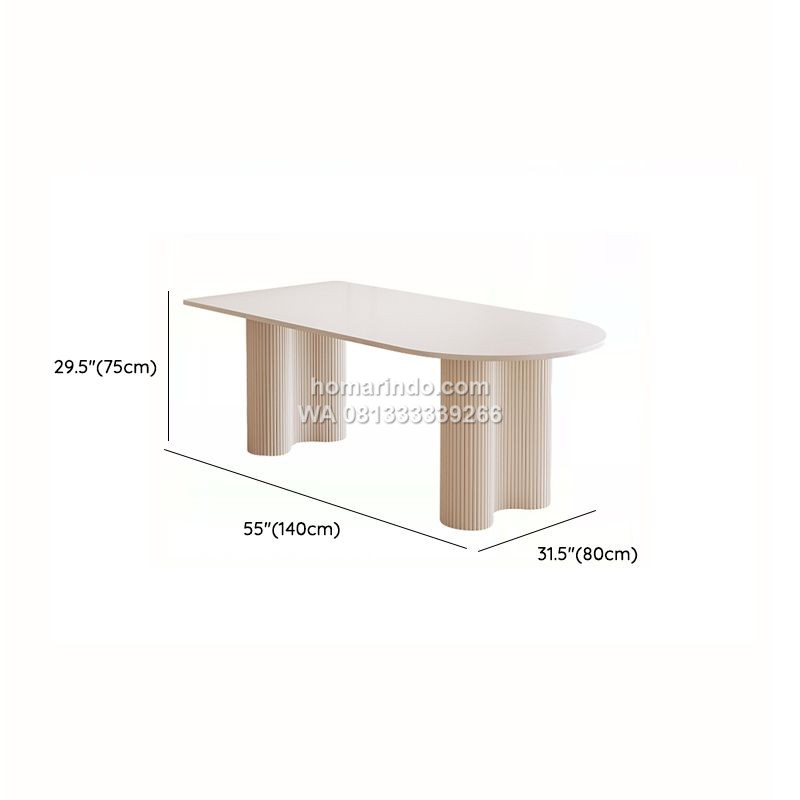 Ukuran Meja Makan Salur Warna Putih Elegan Dengan 4 Kursi