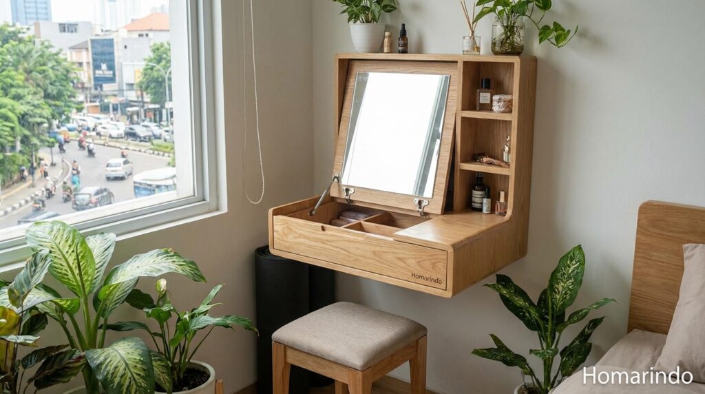 Meja Rias Floating untuk Ruang Kecil