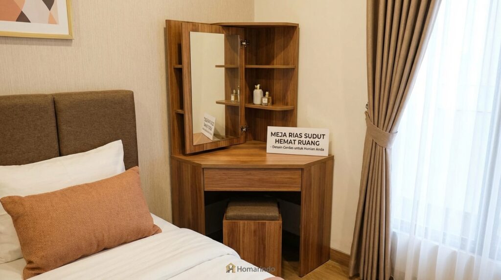 Meja Rias Sudut Hemat Ruang