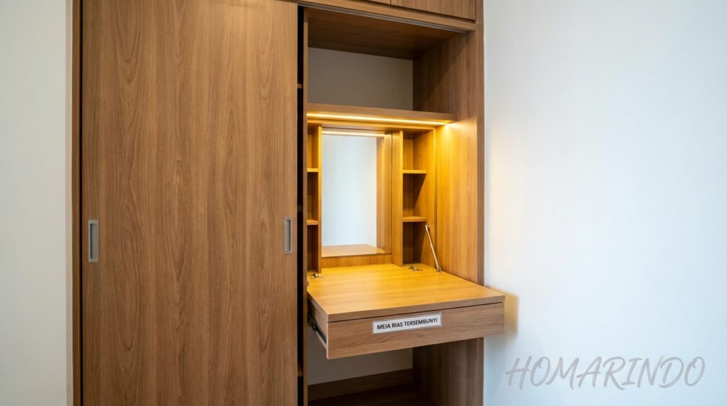 Meja Rias Tersembunyi dalam Lemari