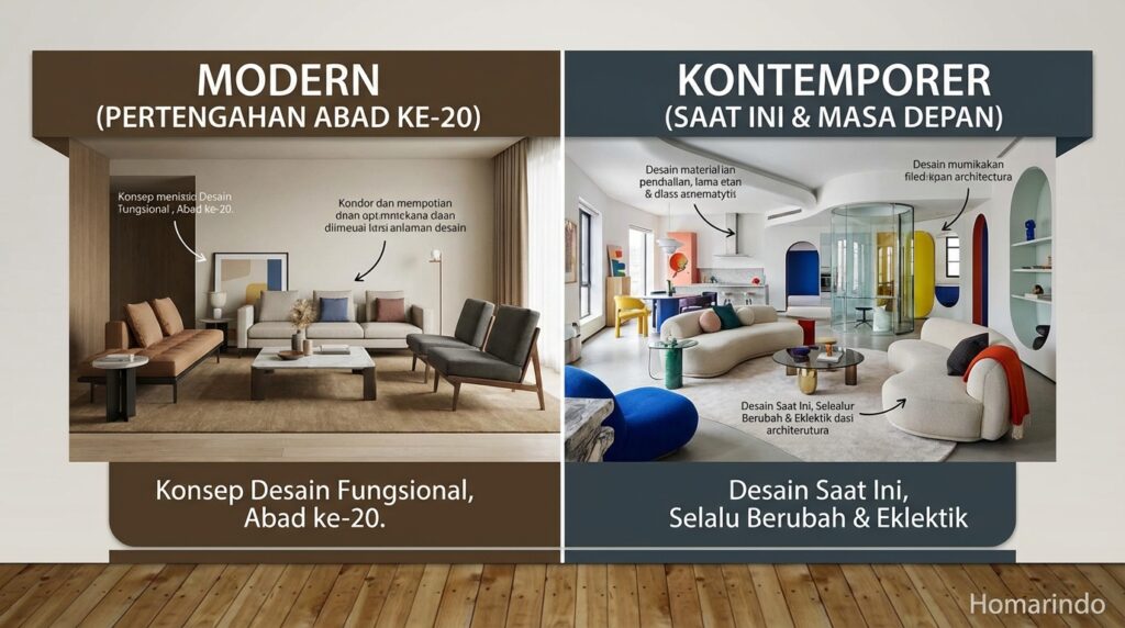 Perbedaan Gaya Modern dan Kontemporer dalam Interior