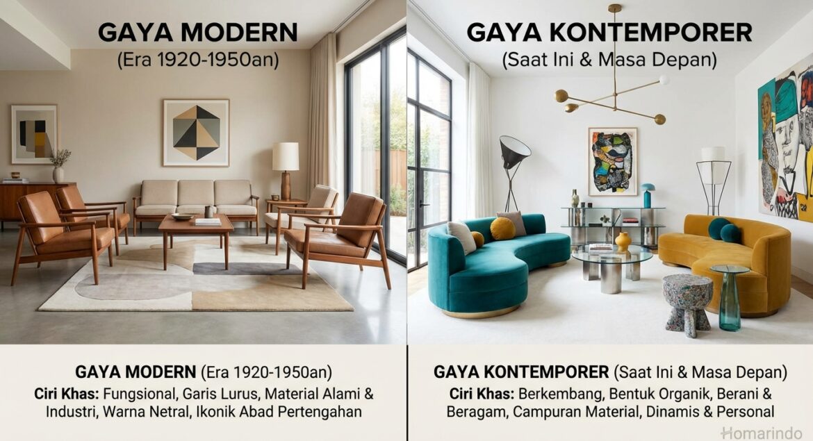 Perbedaan Gaya Modern dan Kontemporer dalam Interior