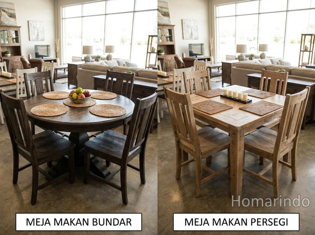 Meja Makan Bundar vs Kotak 1