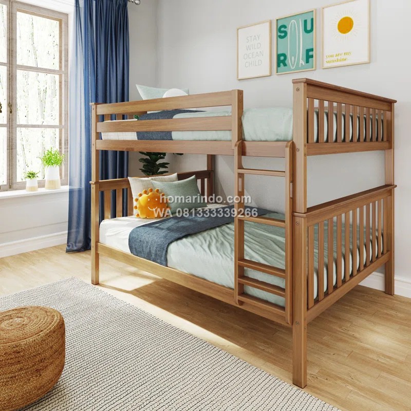 Ranjang Tingkat Kayu Jati Minimalis Modern
