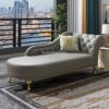 Sofa Santai Chaise Lounge Mewah Kaki Warna Gold