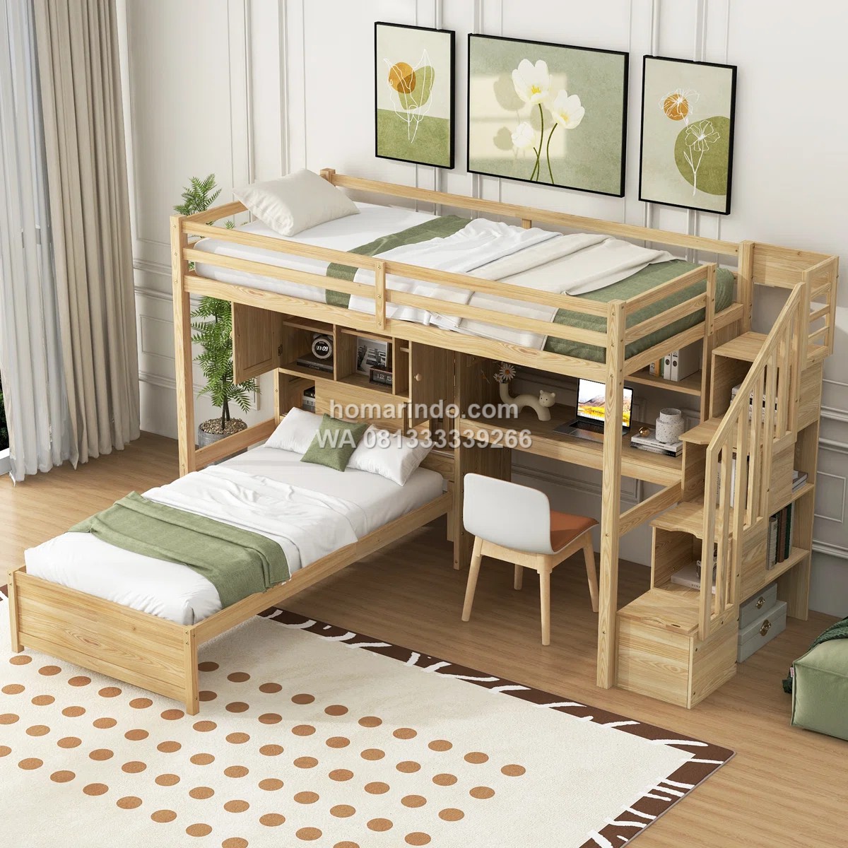Tempat Tidur Susun Dengan Meja Belajar Dan Tempat Penyimpanan Tempat Tidur Susun Dengan Meja Belajar Dan Tempat Penyimpanan