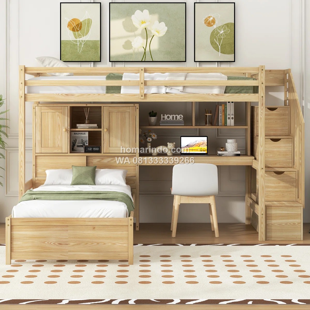 Tempat Tidur Susun Dengan Meja Belajar Dan Tempat Penyimpanan 2 Tempat Tidur Susun Dengan Meja Belajar Dan Tempat Penyimpanan