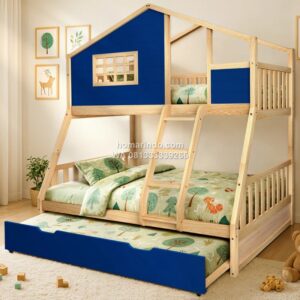 Tempat Tidur Tingkat Kayu Jati 3 Kasur Model Rumah