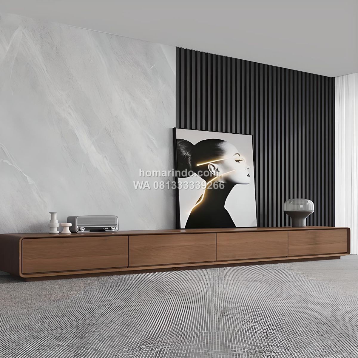 Bufet TV Jati Minimalis Modern 4 Laci Terbaru