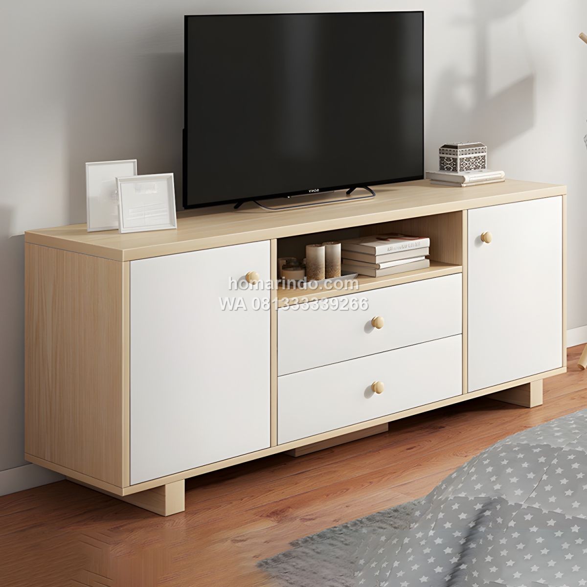 Bufet TV Minimalis HPL 2 Laci Desain Modern 3 Bufet TV Minimalis HPL 2 Laci Desain Modern
