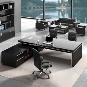 Meja Direktur HPL Minimalis Modern L Shape Mewah
