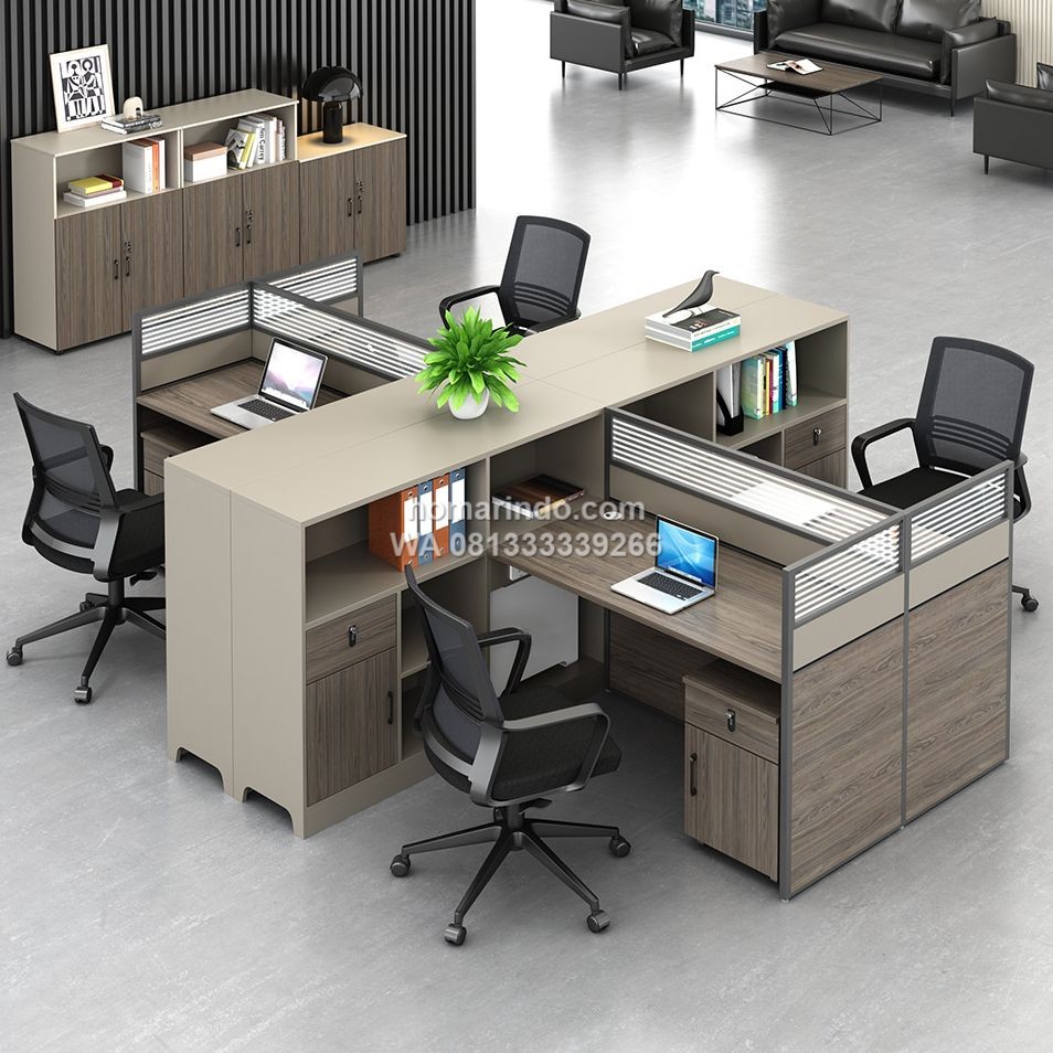 Meja Kantor Partisi L Shape Minimalis Dengan Penyimpanan Meja Kantor Partisi L Shape Minimalis Dengan Penyimpanan
