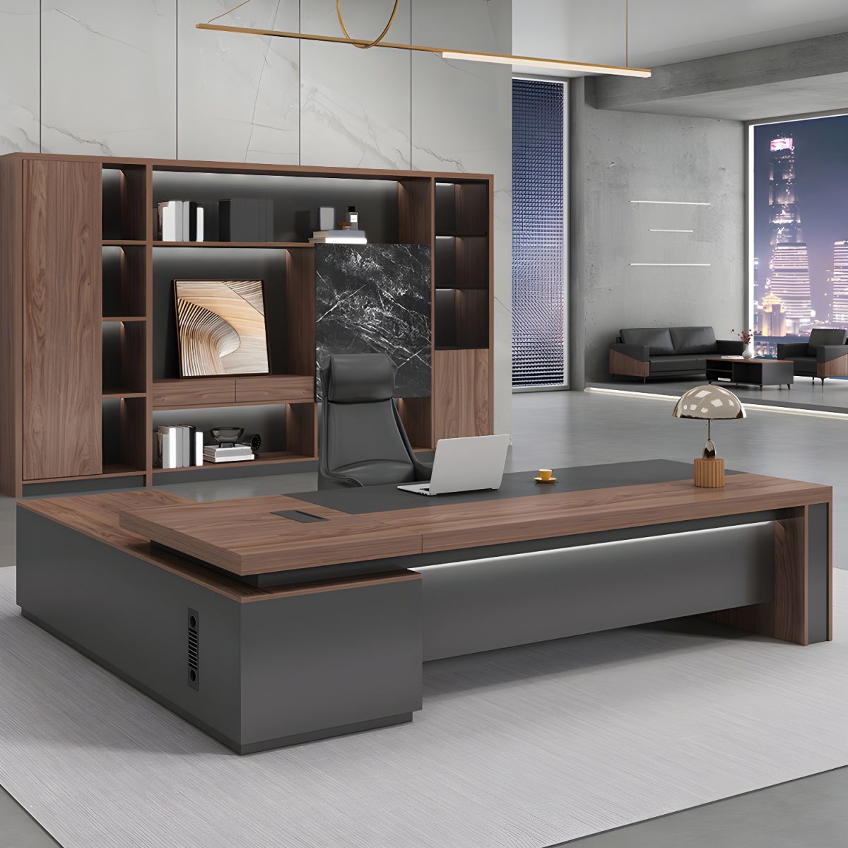 Meja Kerja Eksekutif L Shape Minimalis Modern