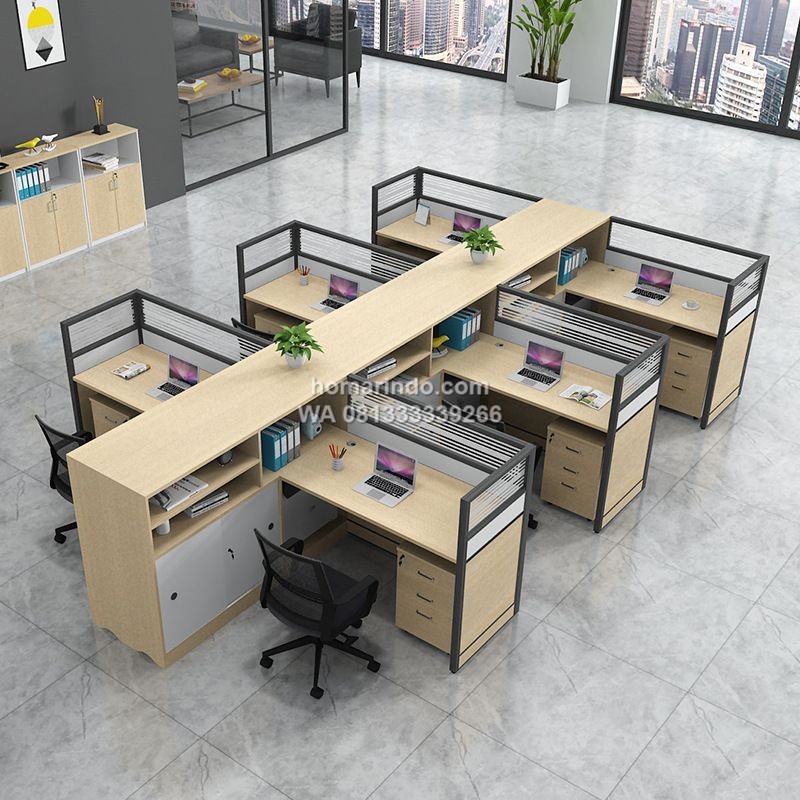 Meja Kerja Partisi Desain Minimalis Modern Dengan Penyimpanan