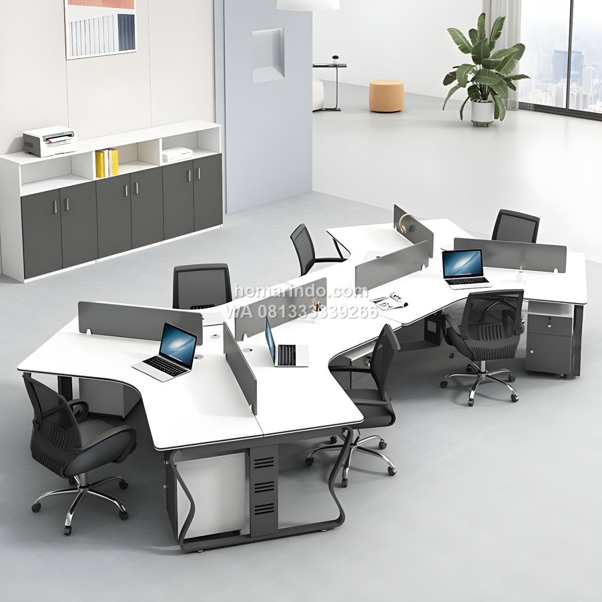 Meja Partisi 6 Staff Desain Minimalis Modern Terbaru