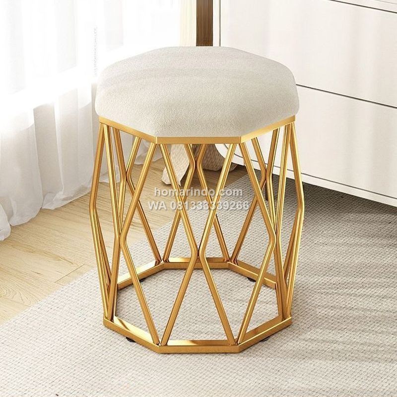 Stool Stainless Mewah Warna Gold Dengan Jok