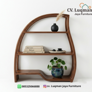 Rak Hias Kayu Jati Minimalis Organik Estetik Premium