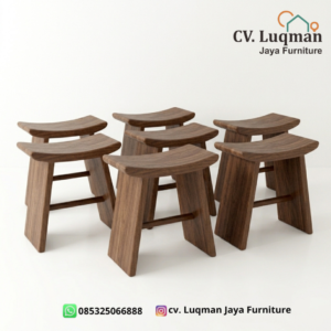 Set Kursi Stool Dingklik Jati Minimalis Japandi Premium (Isi 7 Pcs)