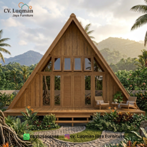 Rumah Kayu Jati Minimalis Segitiga Premium