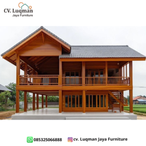 Rumah Kayu Panggung Mewah Dua Lantai Jati Premium