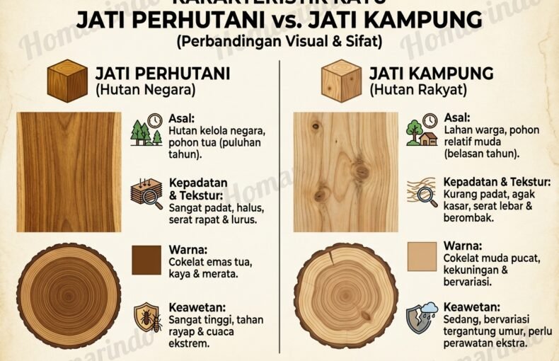 Karakteristik Kayu Jati Perhutani vs Jati Kampung