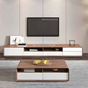 Meja TV Jati Minimalis Modern Dengan Penyimpanan
