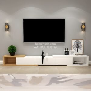 Meja TV Minimalis Murah 3 Laci Warna Putih