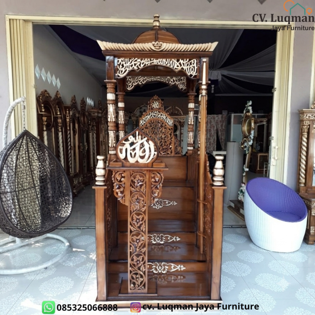 Mimbar Masjid Kayu Jati Ukiran Mewah