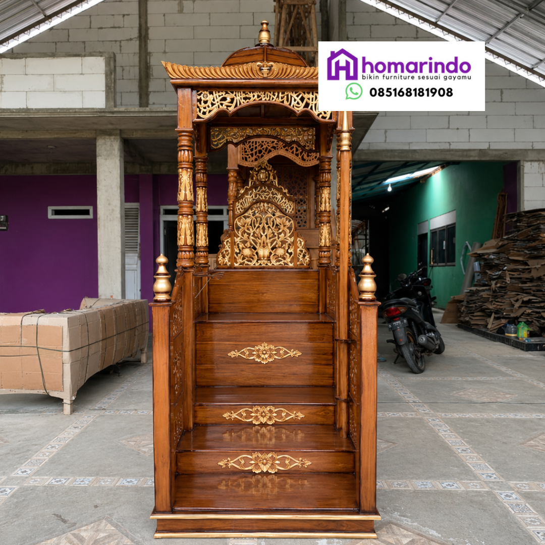 Mimbar Masjid Ukir Kayu Jati Premium
