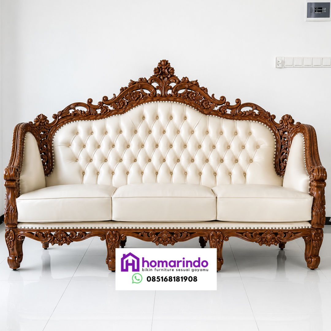 Sofa Tamu Ukir Mewah Klasik Elegan