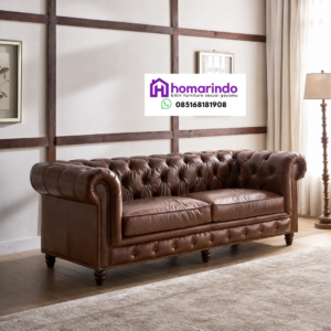 Sofa Chesterfield Kulit Asli Premium