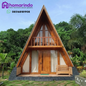 Rumah Kayu Segitiga Kayu Jati 2 Lantai