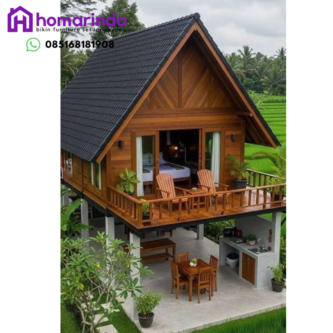 Rumah Panggung Kayu Jati Solid Modern Rumah Panggung Kayu Jati Solid Modern