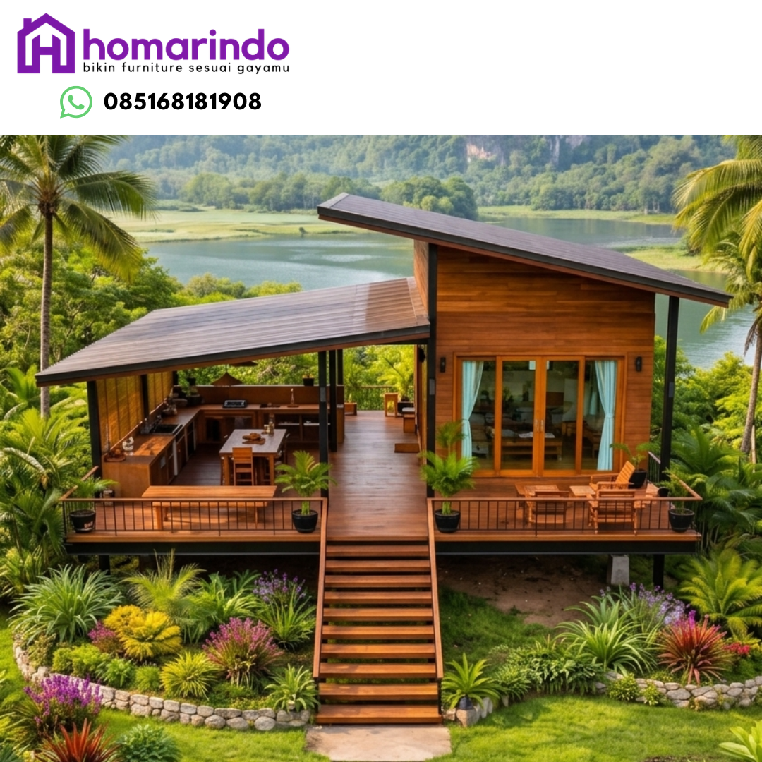 Rumah Panggung Kayu Jati Modern