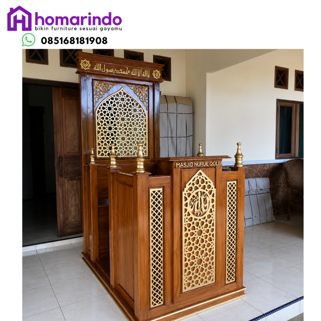 9 Perbedaan Mimbar Masjid Kayu Jati dengan Bahan Kayu Lain yang Wajib Anda Ketahui 2 Masjid Jati Ukir Mewah Homarindo
