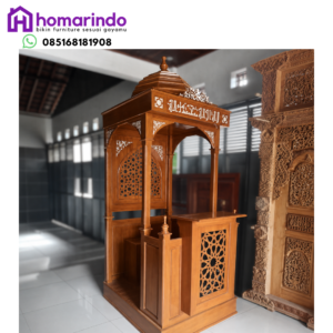 MIMBAR MASJID JATI UKIR MEWAH HOMARINDO