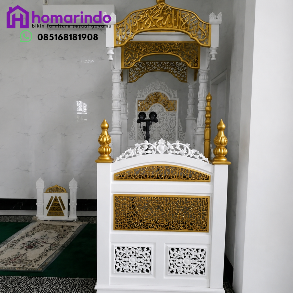 10 Ciri Mimbar Masjid Berkualitas yang Wajib Anda Ketahui Sebelum Membeli 2 Mimbar Masjid Minimalis Modern Kayu Jati