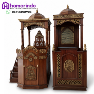 Mimbar Masjid Ukir Kayu Jati Mewah