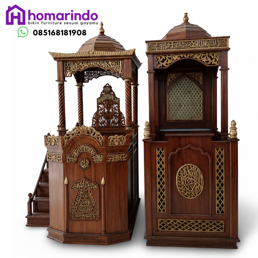 Mimbar Masjid Ukir Kayu Jati Mewah