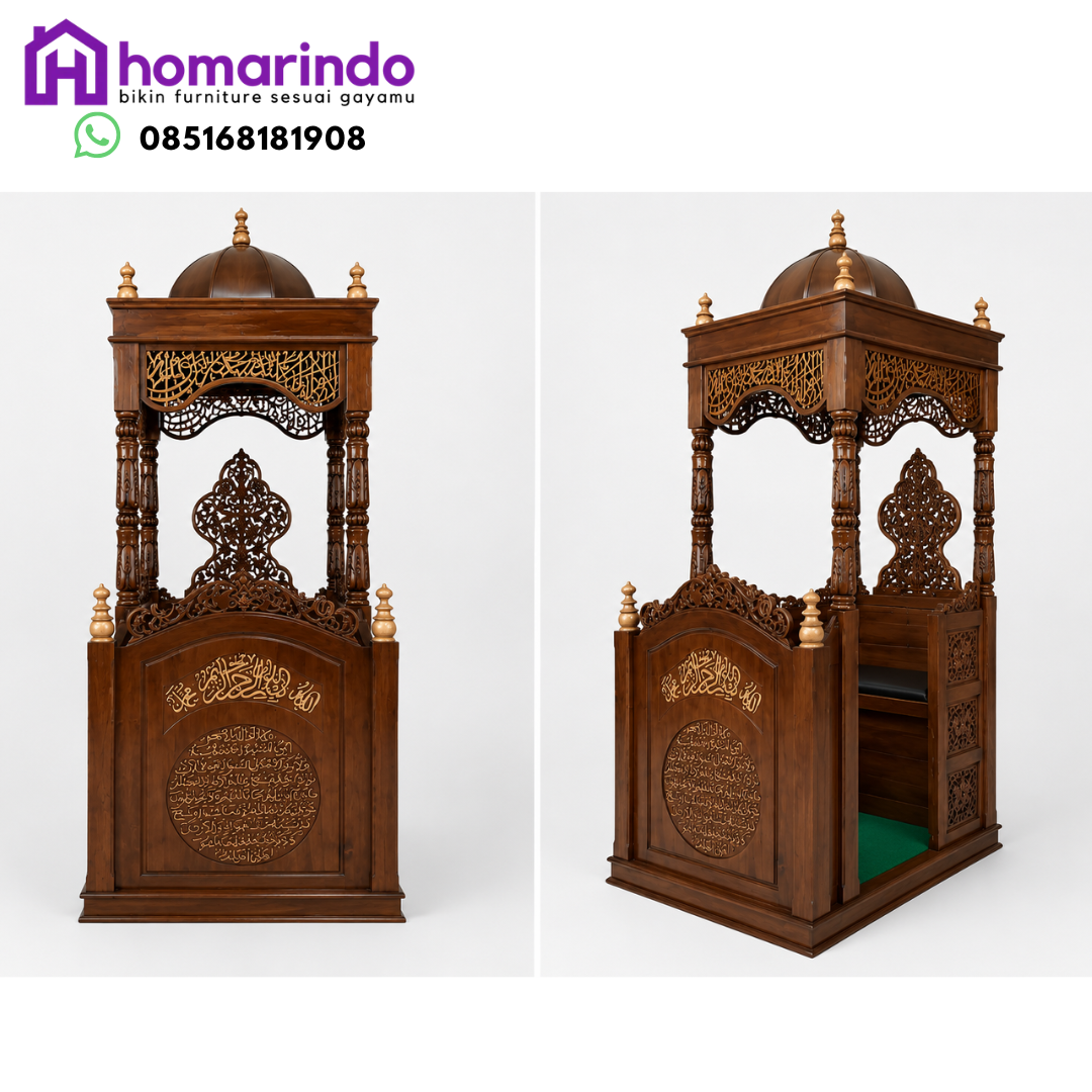 MIMBAR MASJID JATI PREMIUM DENGAN KUBAH DAN UKIRAN KALIGRAFI EXCLUSIVE MIMBAR MASJID JATI PREMIUM DENGAN KUBAH DAN UKIRAN KALIGRAFI EXCLUSIVE