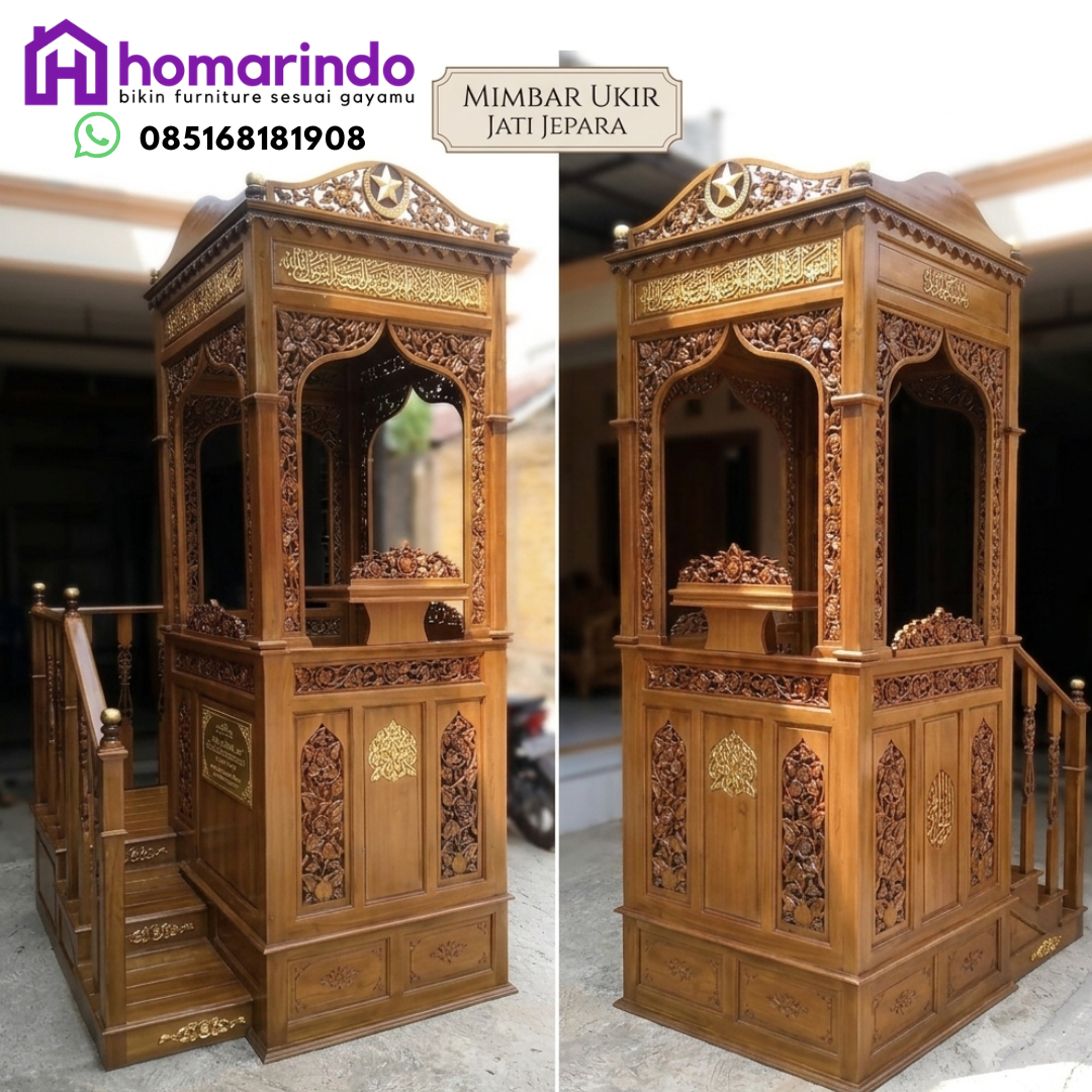 Mimbar Masjid Ukir Kayu Jati Mewah Mimbar Masjid Ukir Kayu Jati Mewah