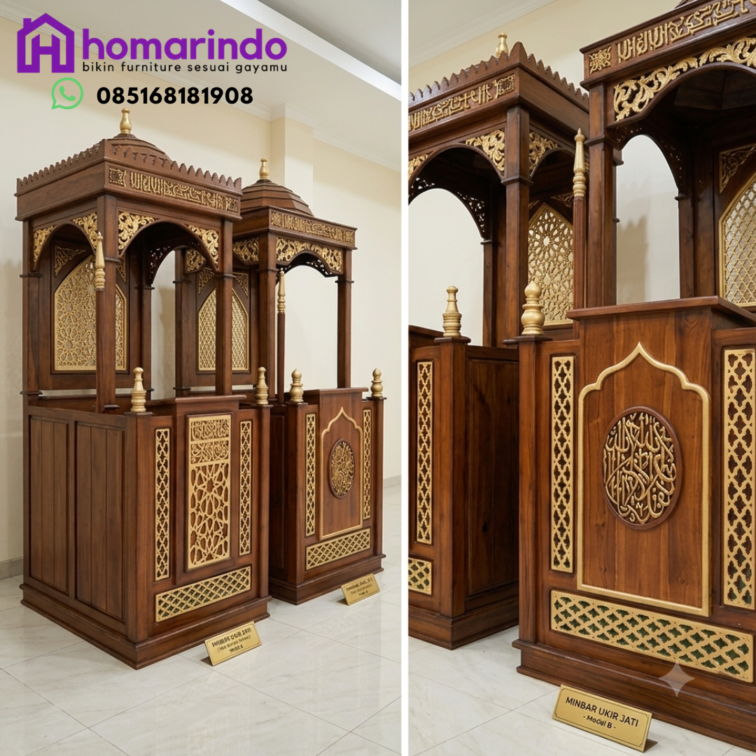 Mimbar Masjid Ukir Kayu Jati Premium Mimbar Masjid Ukir Kayu Jati Premium