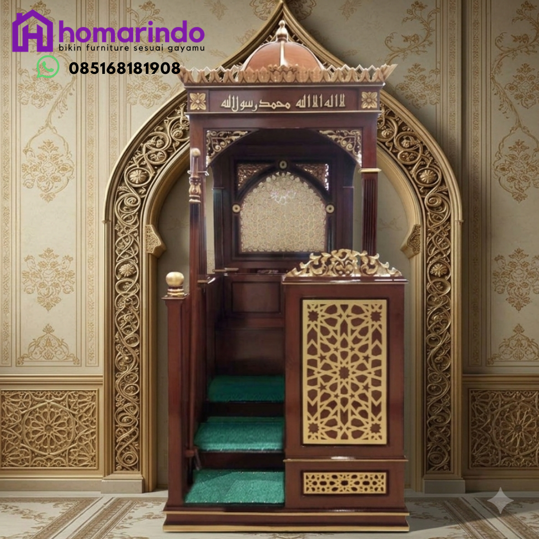 Mimbar Masjid Kayu Jati Ukir Mewah Homarindo