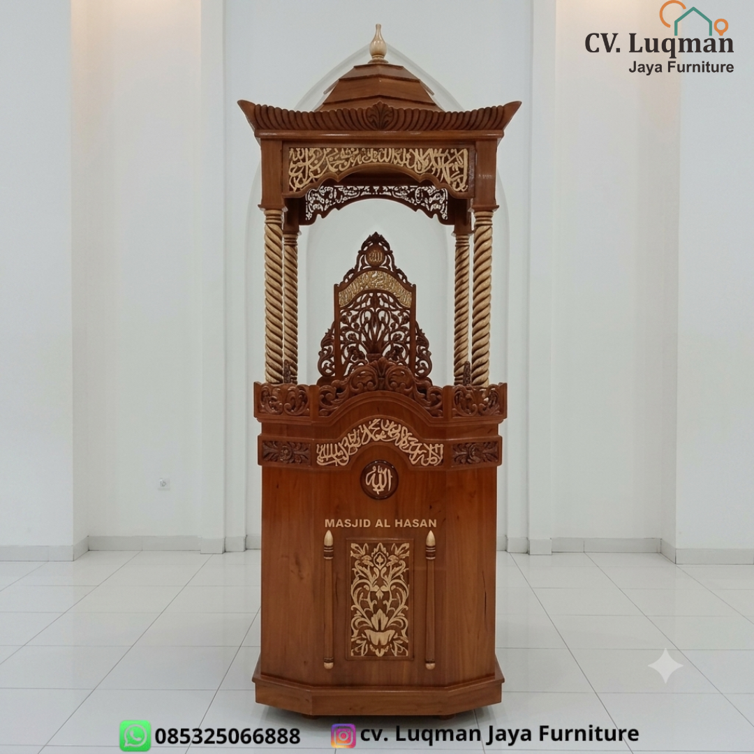 Mimbar Masjid Jati Ukir Mewah 