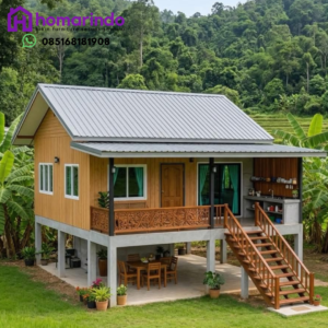 Rumah Kayu Jati Panggung Modern